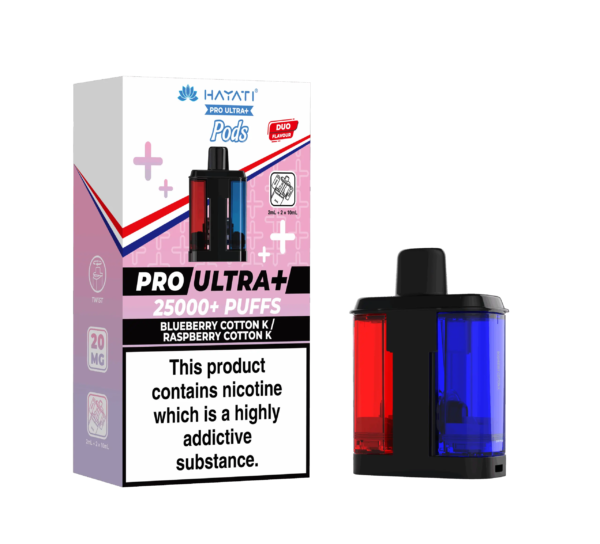 Hayati Pro Ultra Plus 25K Prefilled Pods - Blueberry Cotton K / Raspberry Cotton K image