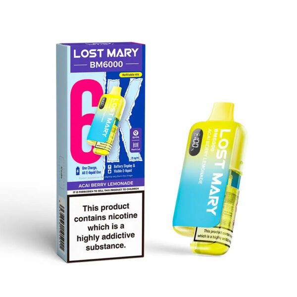 Lost Mary BM6000 Pod Kit – Rechargeable Refillable Vape | 6000 Puffs | 20mg Lost Mary