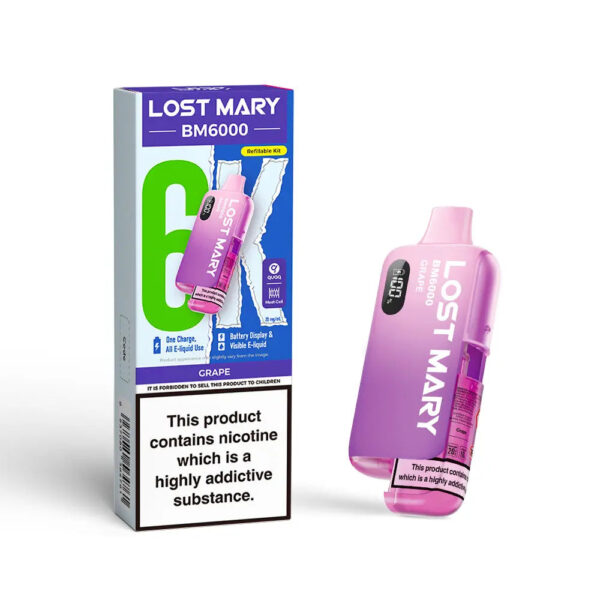 Lost Mary BM6000 Pod Kit – Rechargeable Refillable Vape | 6000 Puffs | 20mg Lost Mary