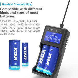 XTAR VC2 USB LCD Dual‑Bay Li‑ion Battery Charger Xtar