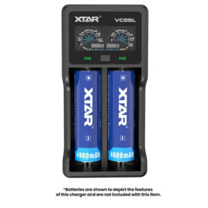 XTAR VC2SL USB‑C 18650/21700 Battery Charger | 2‑Bay Smart LCD Xtar
