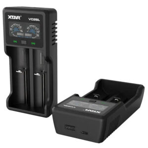 XTAR VC2SL USB‑C 18650/21700 Battery Charger | 2‑Bay Smart LCD Xtar