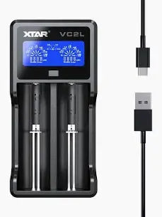 XTAR VC2SL USB‑C 18650/21700 Battery Charger | 2‑Bay Smart LCD Xtar XTAR VC2SL USB‑C 18650/21700 Battery Charger | 2‑Bay Smart LCD Xtar