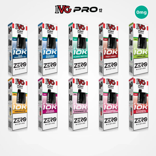 IVG Pro 12 Refill Pods 0mg all flavours zero nicotine prefilled pod refills IVG Pro 12 Refill Pods 0mg all flavours zero nicotine prefilled pod refills